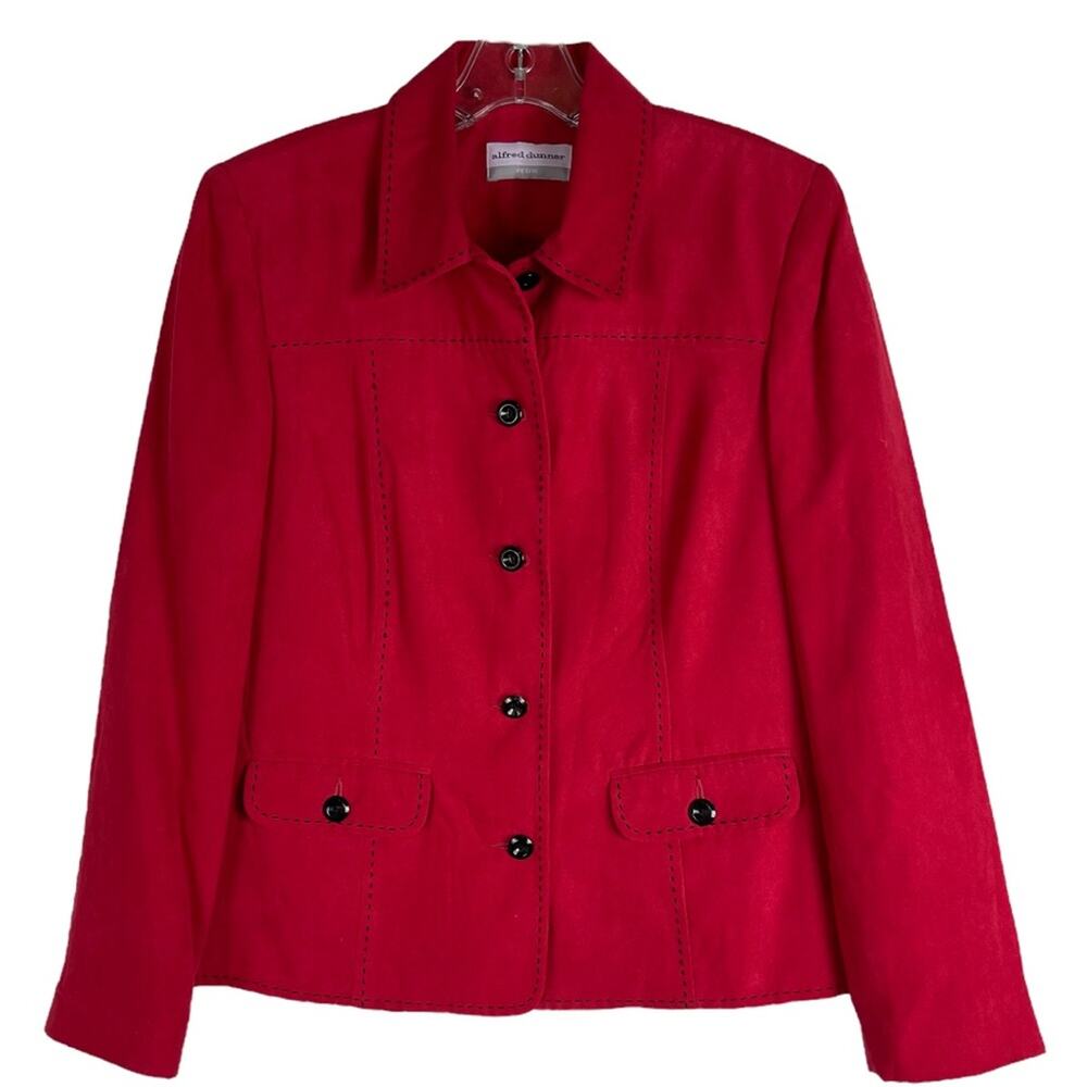 Alfred Dunner red faux suede lightweight office blazer 8P
